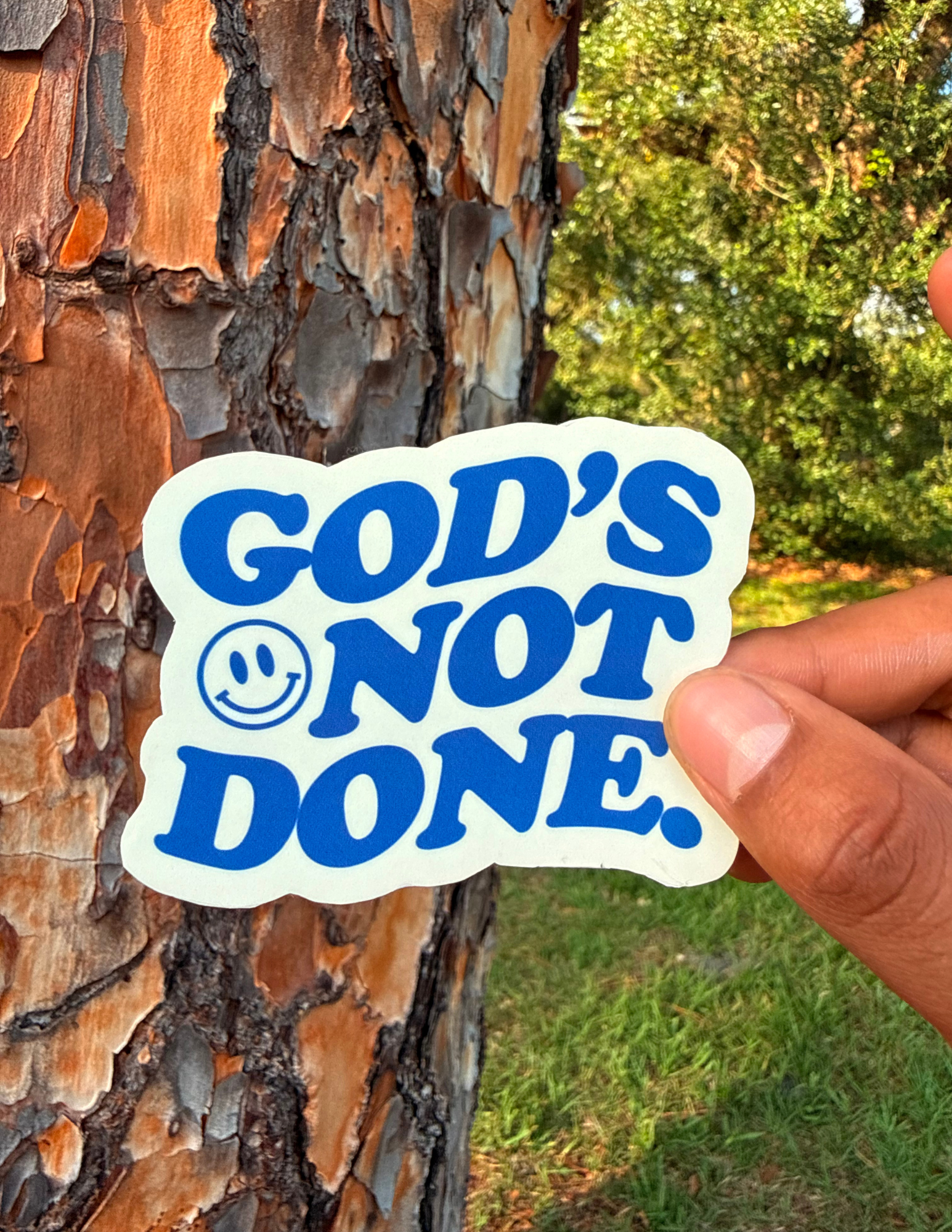 God’s Not Done Waterproof Sticker