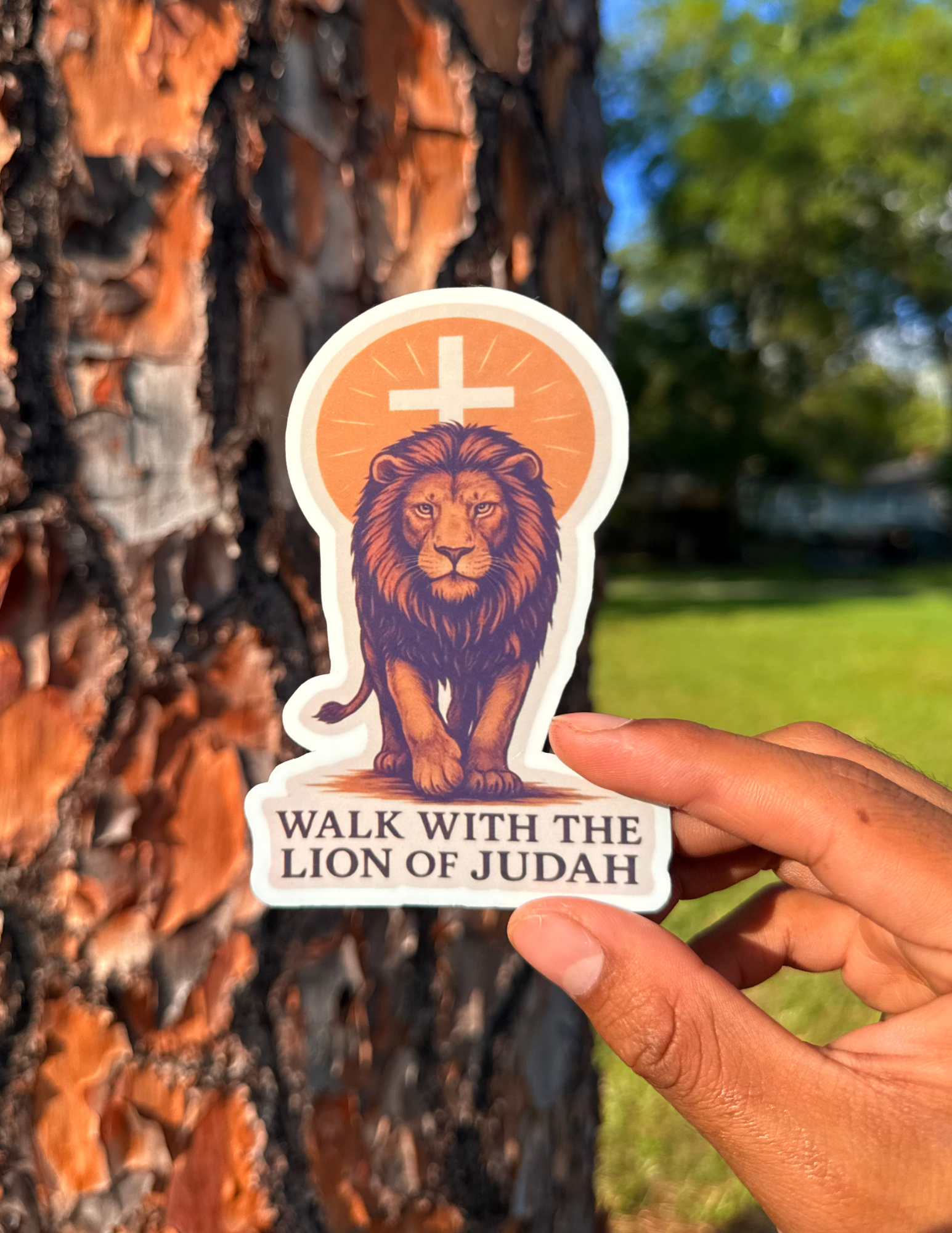 Walk with the Lion of Judah Waterproof Sticker