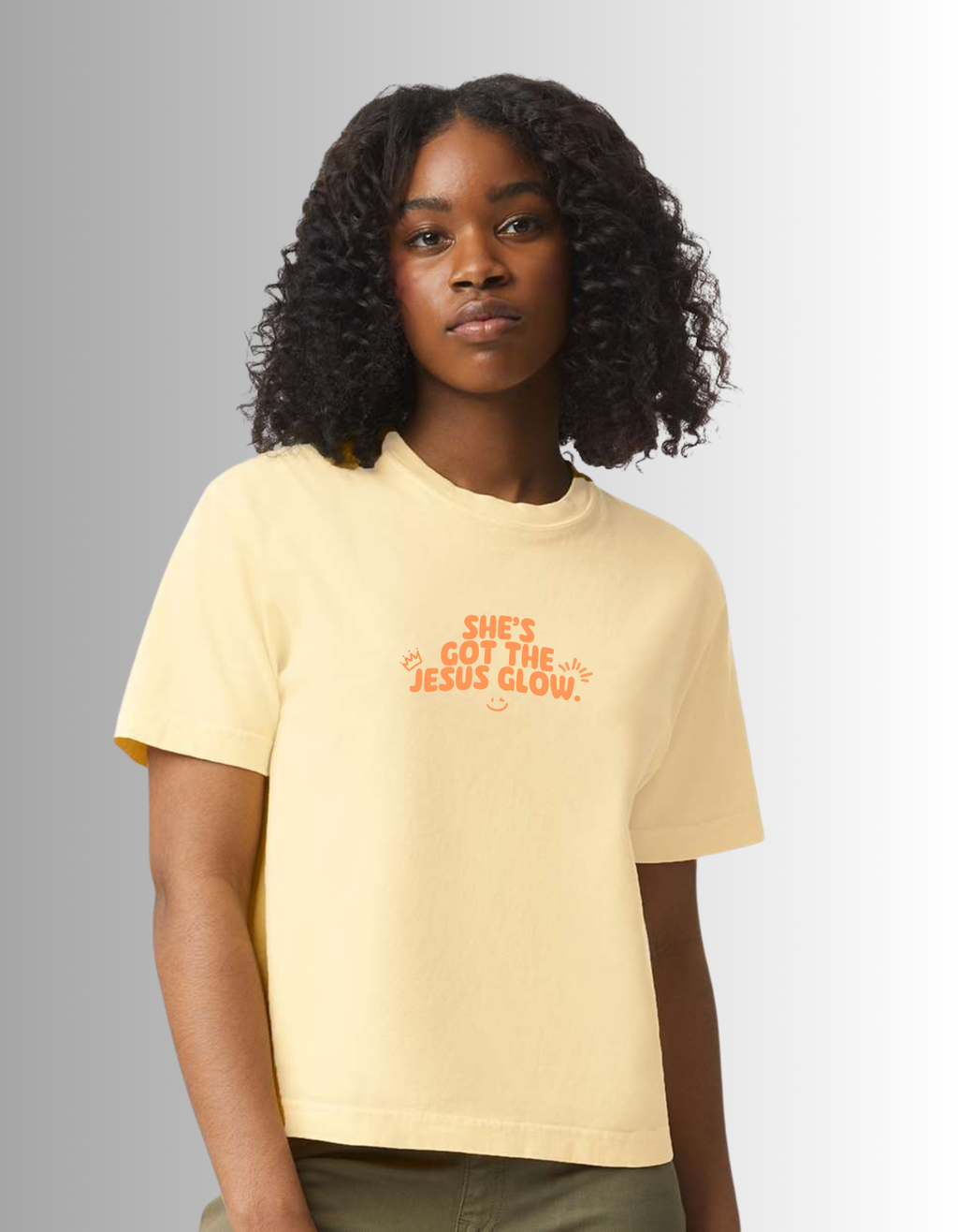 She's got the Jesus Glow Tee