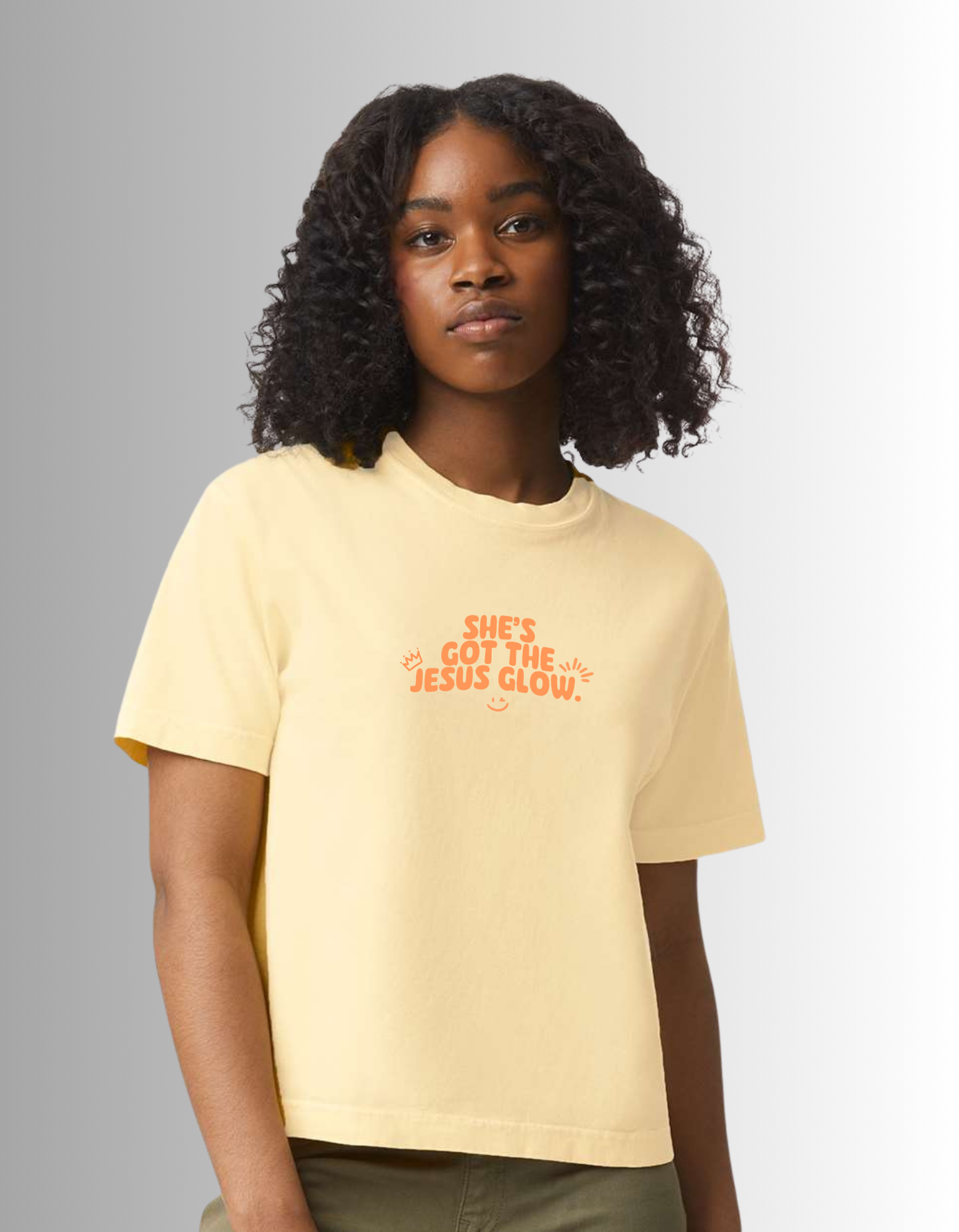 She's got the Jesus Glow Tee