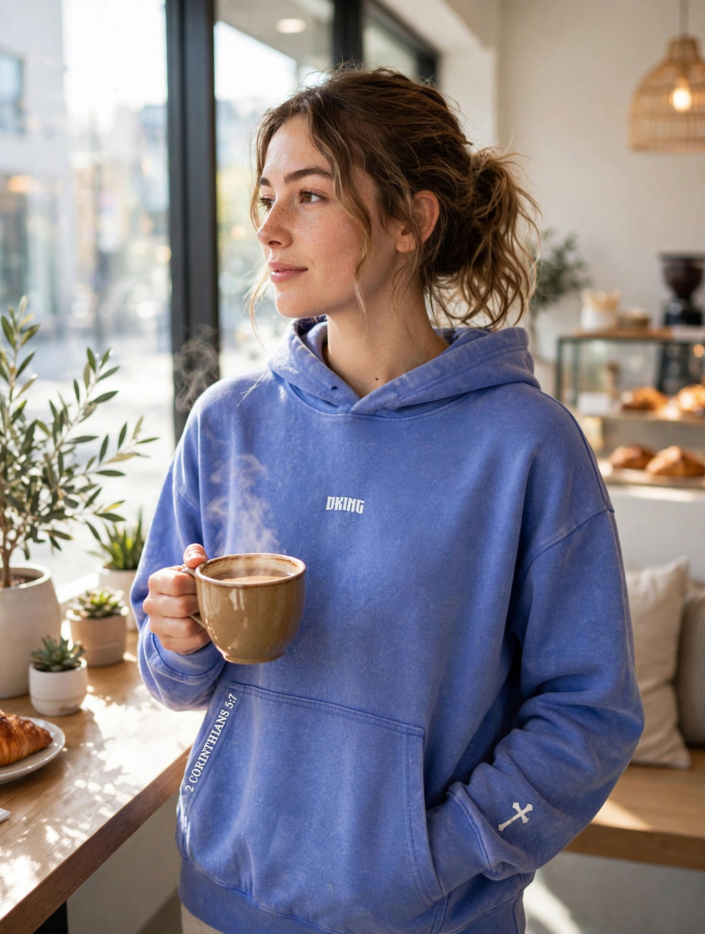 Walk by Faith hoodie front lifestyle