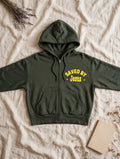 Saved by Jesus cropped zip-up hoodie flat lay
